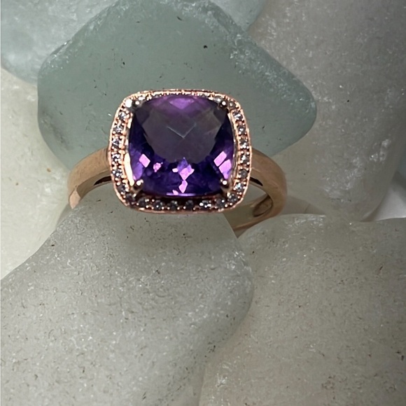 EFFY Diamond & Amethyst Rose Gold Ring - Picture 1 of 6